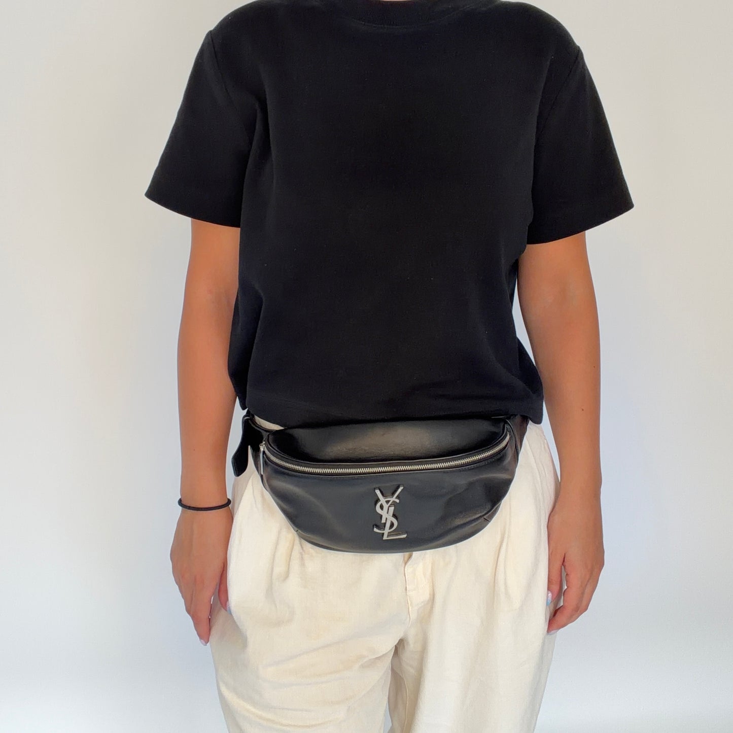 Saint Laurent Cassandre Belt Bag Black Lambskin SHW 2020