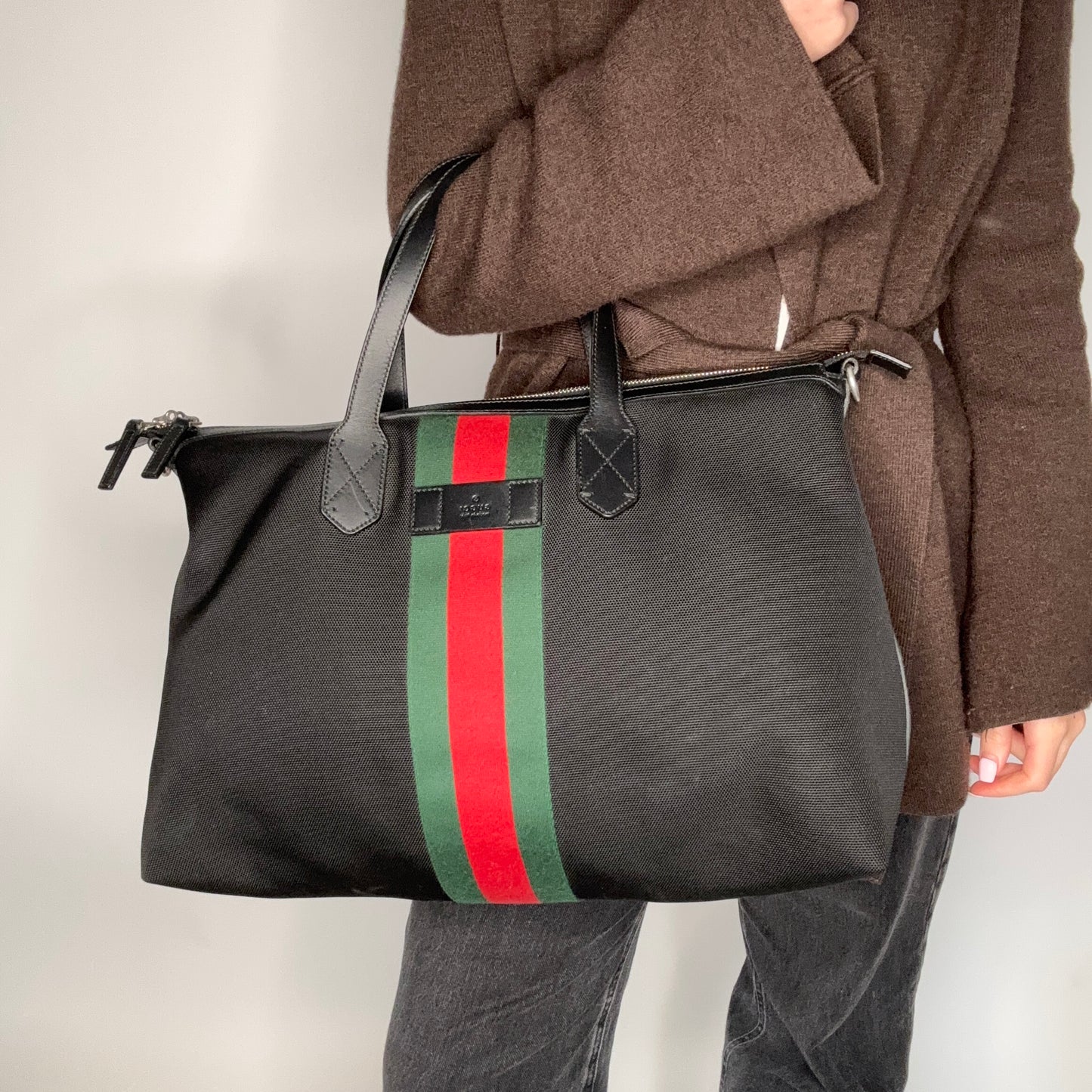 Gucci Web Detail Duffle Bag Black (No Shoulder Strap)