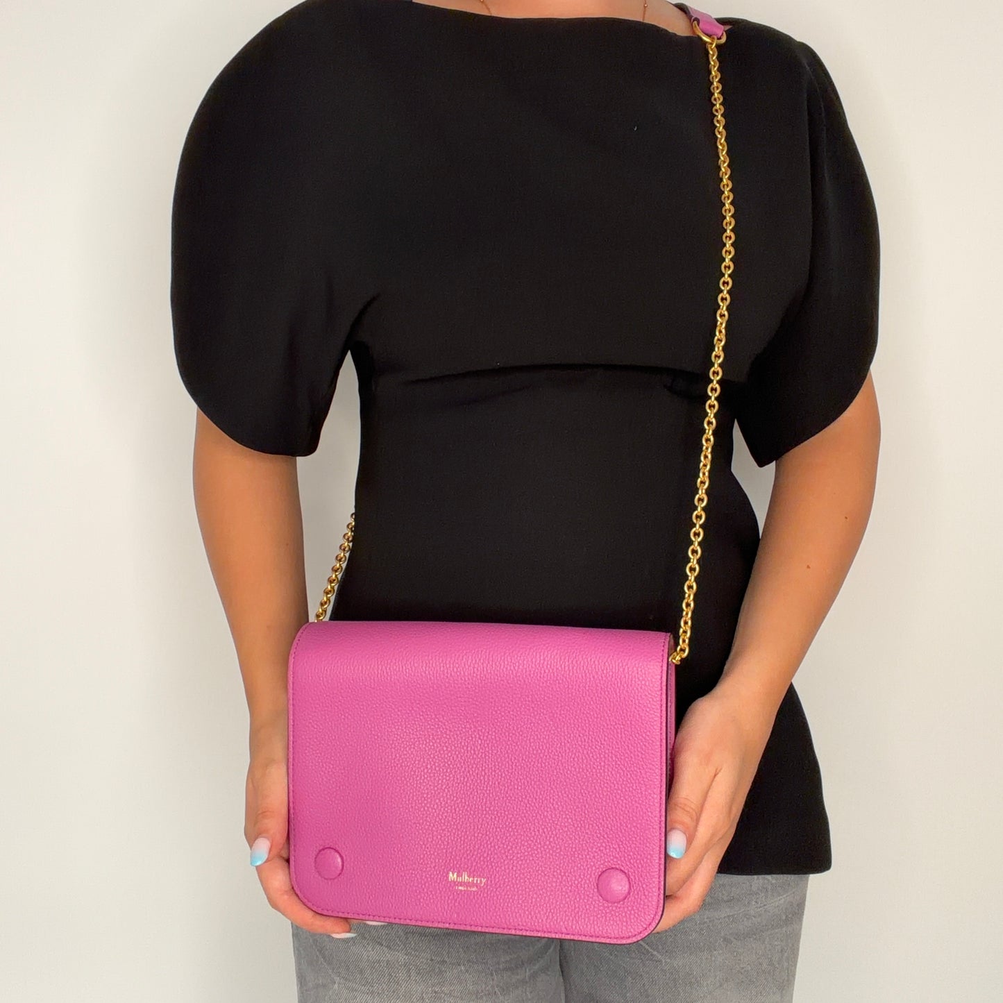 Mulberry Clifton Orchid Small Classic Grain GHW