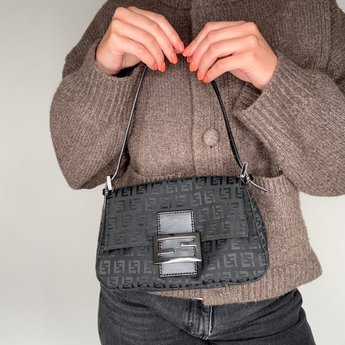 Fendi Mini Mamma Baguette Black Zucchino