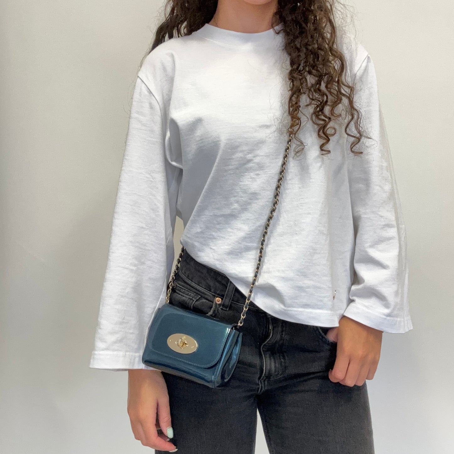 Mulberry Mini Lily In Midnight Blue Mirror Metallic Leather