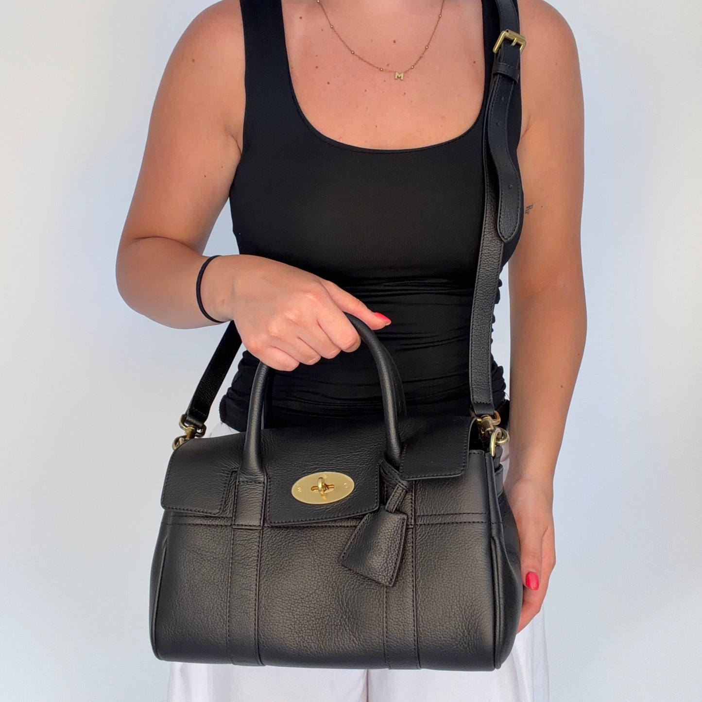Mulberry Bayswater Satchel Small Black Small Classic Grain