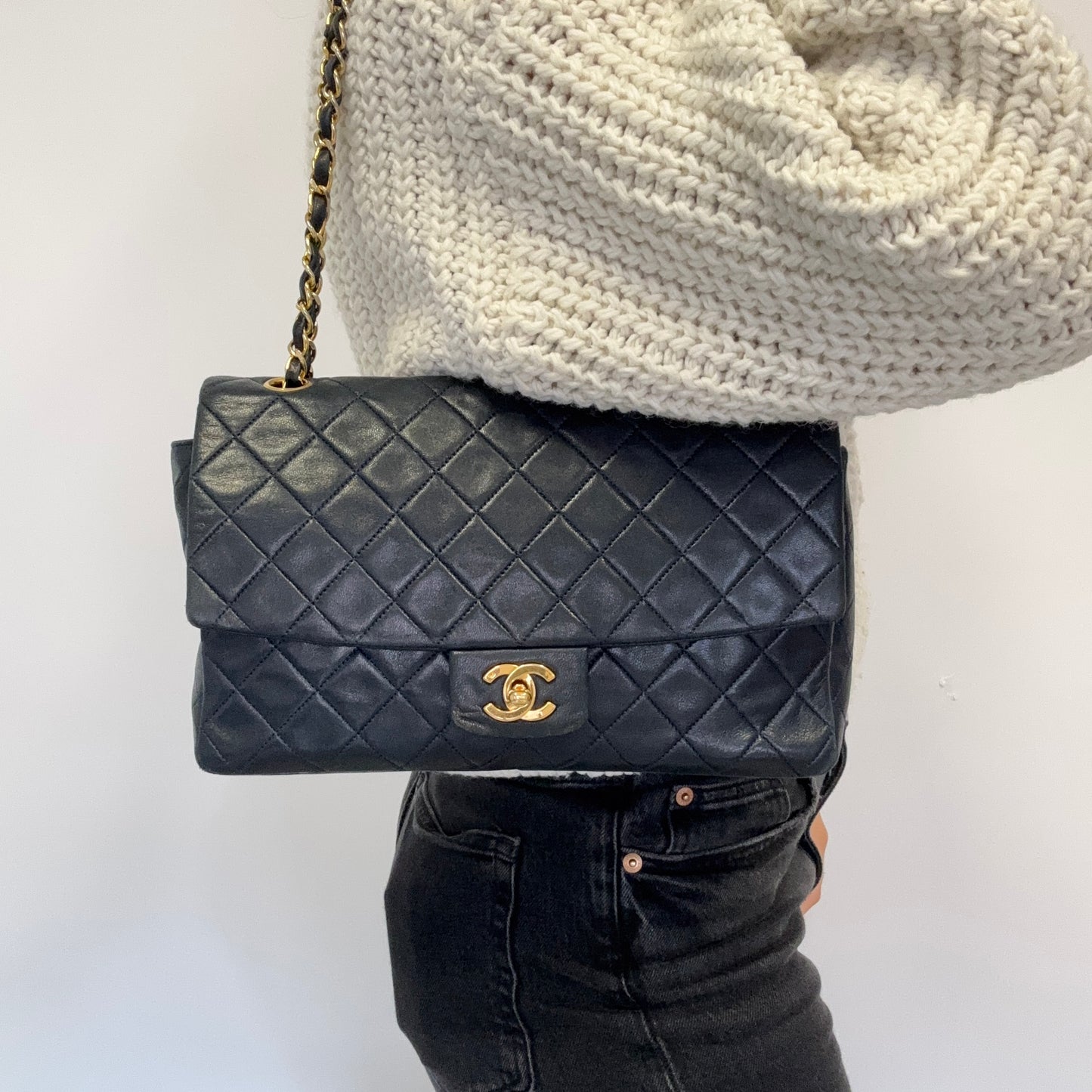 Chanel Classic Flap Vintage Navy With Removable Purse 1989/91