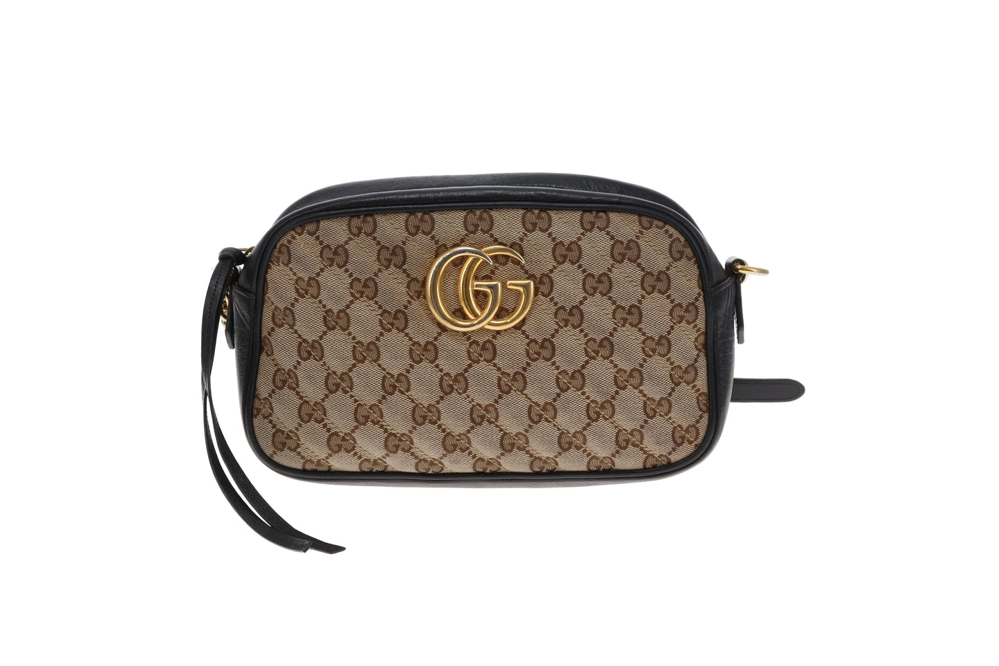 Gucci Marmont Camera Bag Small GG Canvas and Black Leather