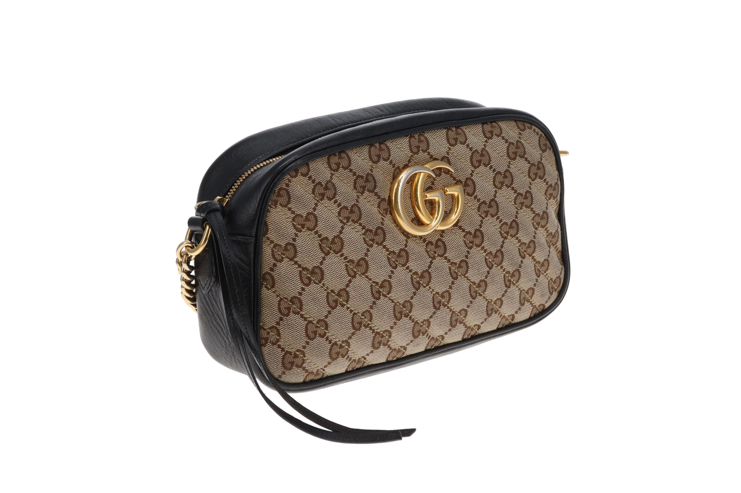 Gucci Marmont Camera Bag Small GG Canvas and Black Leather