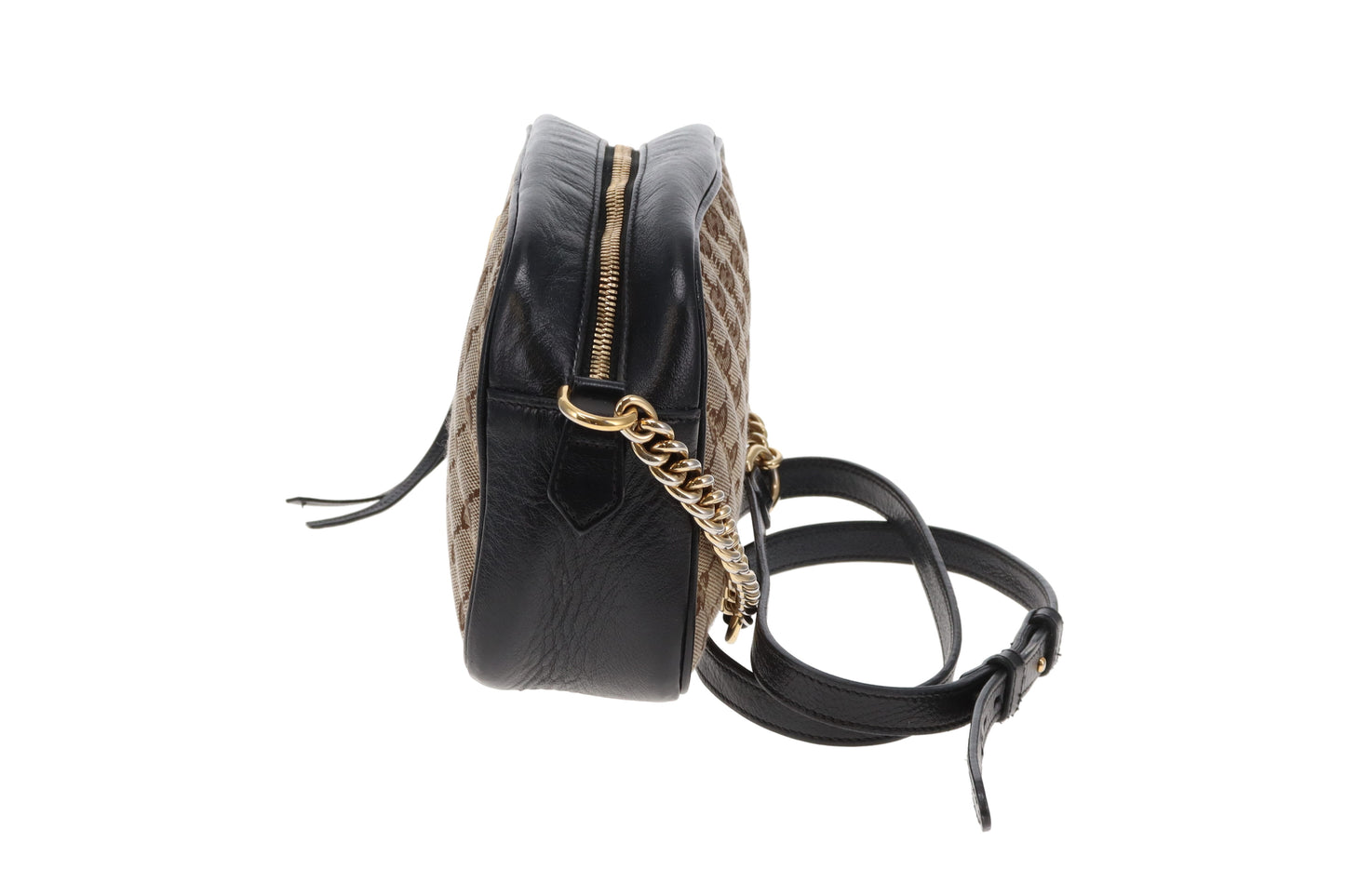 Gucci Marmont Camera Bag Small GG Canvas and Black Leather