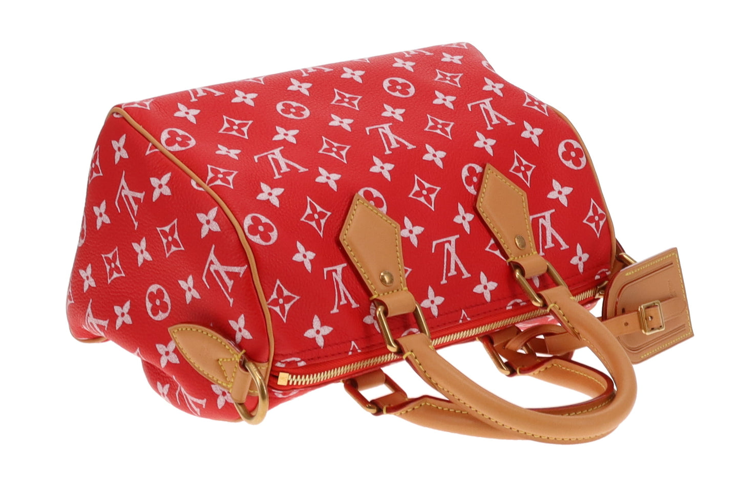 Louis Vuitton Rare Red Leather Pharrell Williams P9 Speedy 25 Shoulder Bag (NFID)