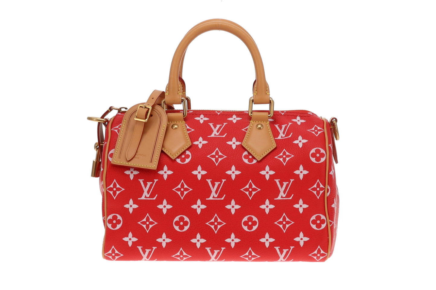 Louis Vuitton Rare Red Leather Pharrell Williams P9 Speedy 25 Shoulder Bag (NFID)