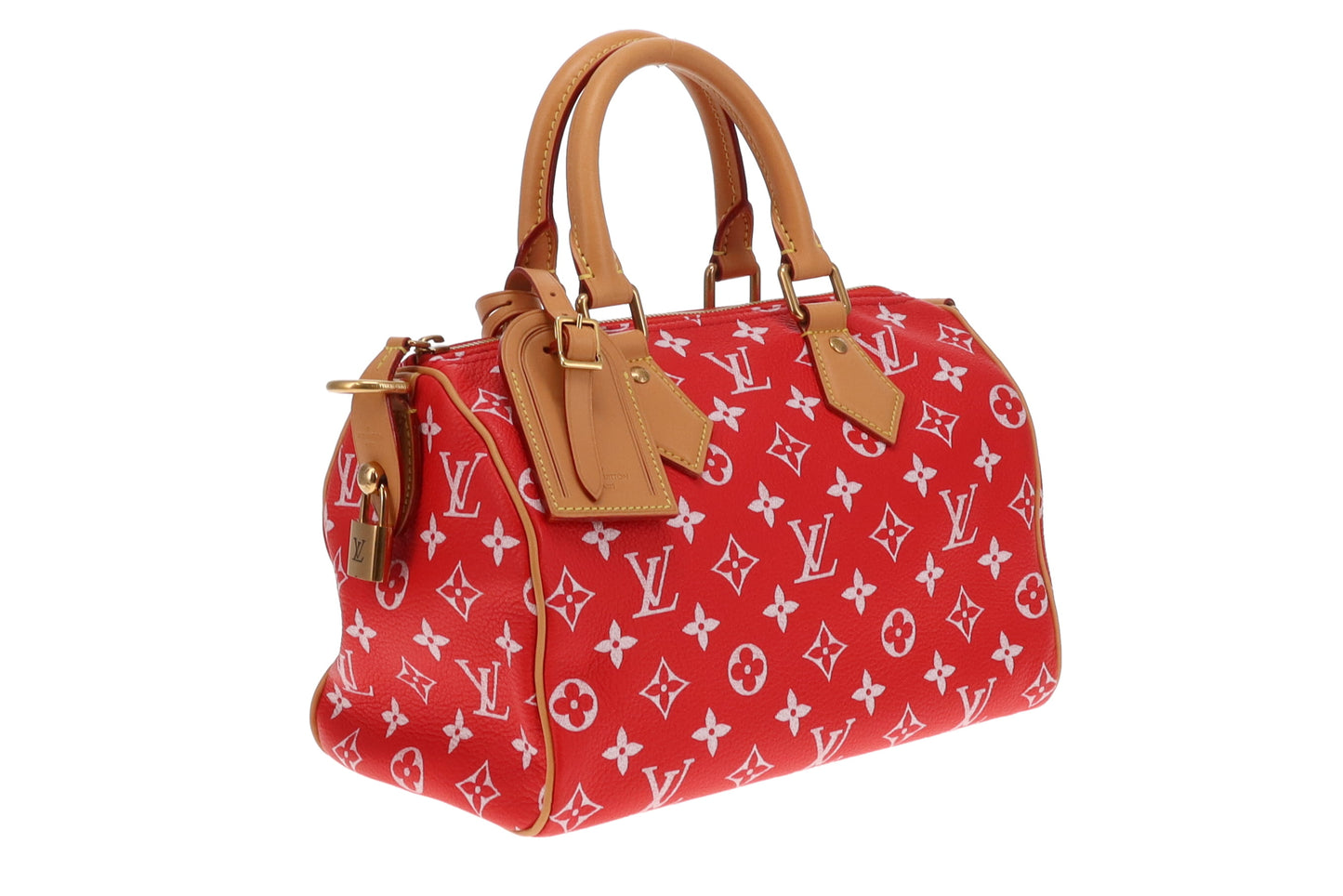 Louis Vuitton Rare Red Leather Pharrell Williams P9 Speedy 25 Shoulder Bag (NFID)