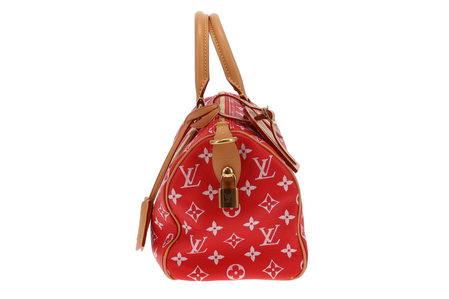 Louis Vuitton Rare Red Leather Pharrell Williams P9 Speedy 25 Shoulder Bag (NFID)
