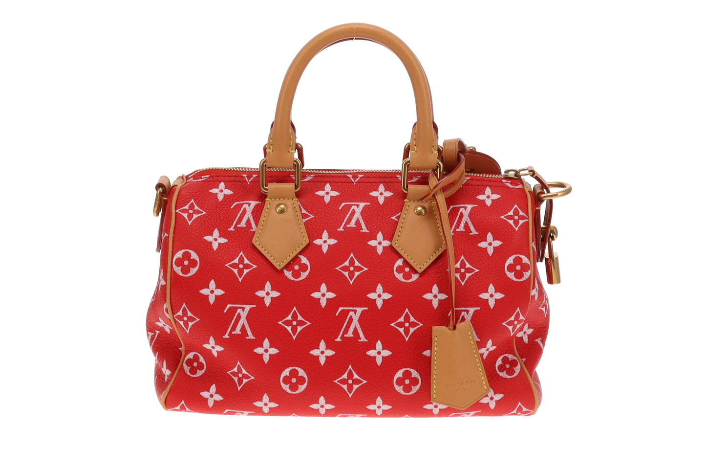 Louis Vuitton Rare Red Leather Pharrell Williams P9 Speedy 25 Shoulder Bag (NFID)