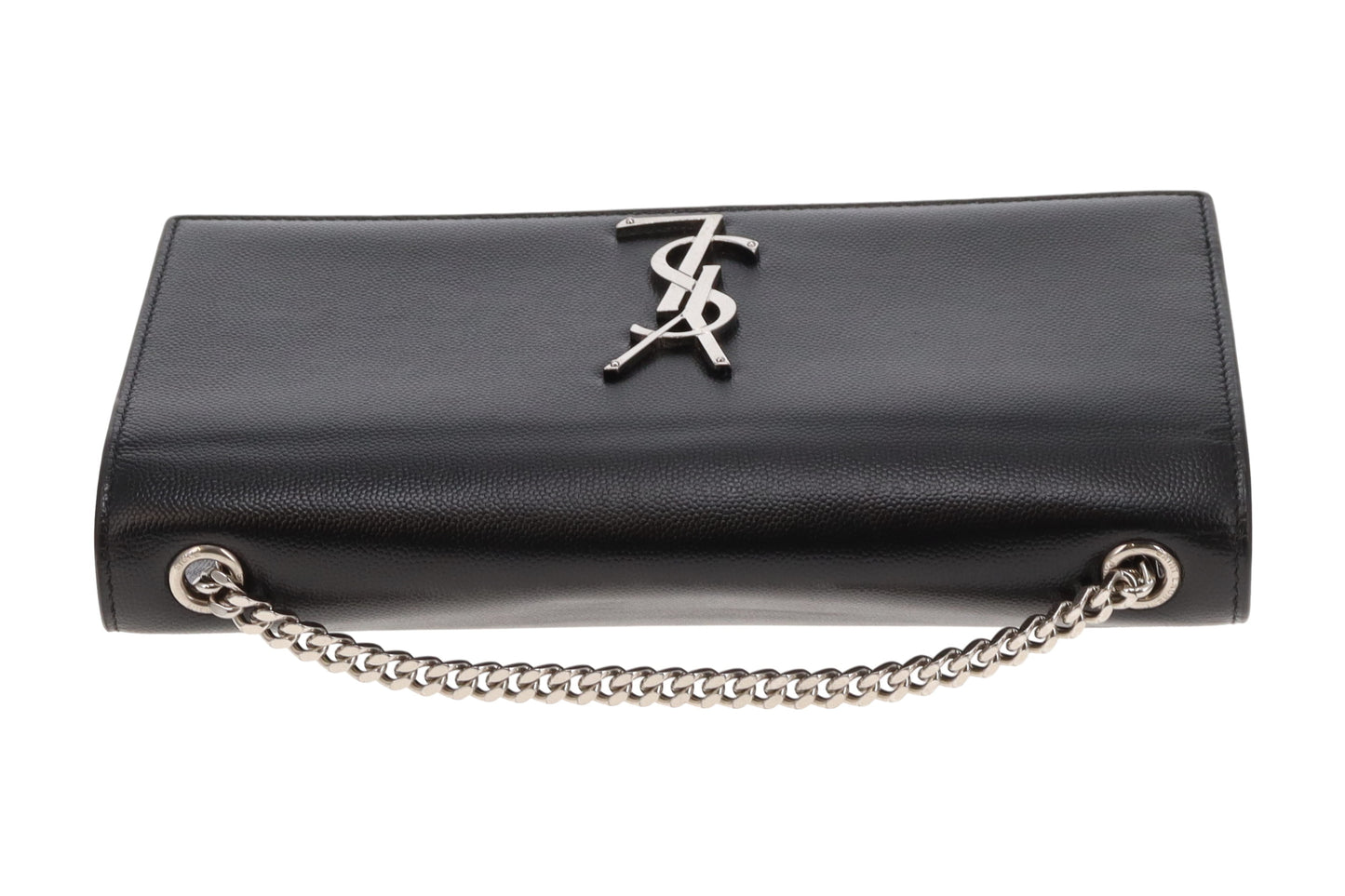 Saint Laurent Kate Medium Black Grain De Poudre Leather With Silver Hardware