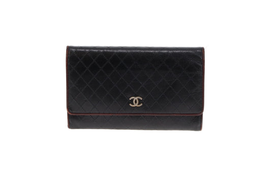 Chanel Medium Flap Vintage Wallet In Black & Brown Bicolour 2008