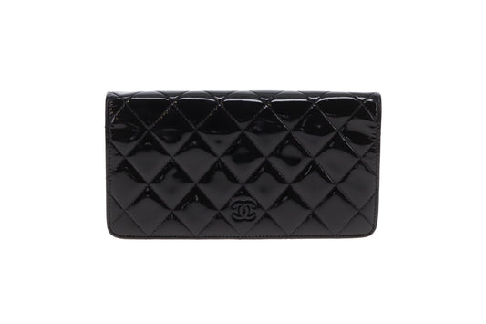 Chanel Classic Flap Wallet Patent Leather Black 2012