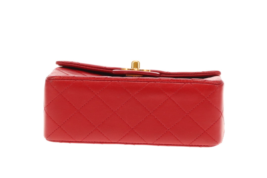 Chanel Classic Mini Square Vintage Red GHW 1989/91