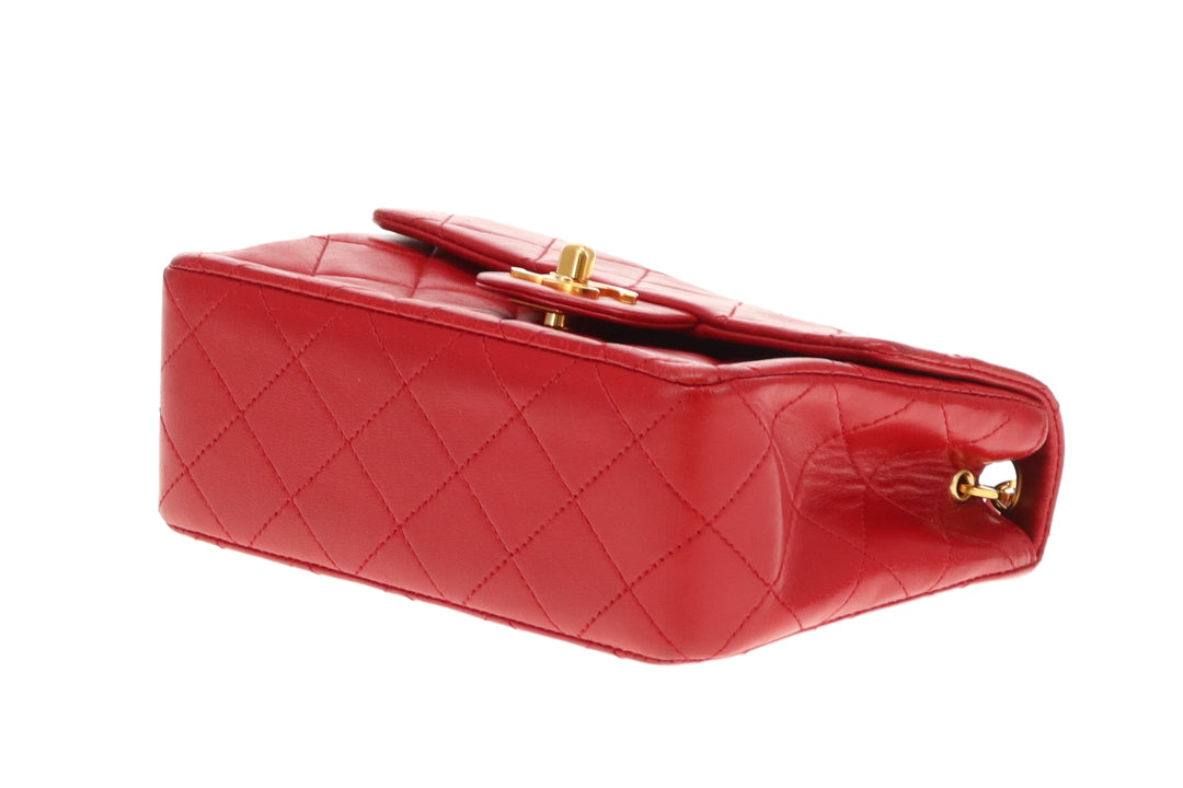Chanel Classic Mini Square Vintage Red GHW 1989/91