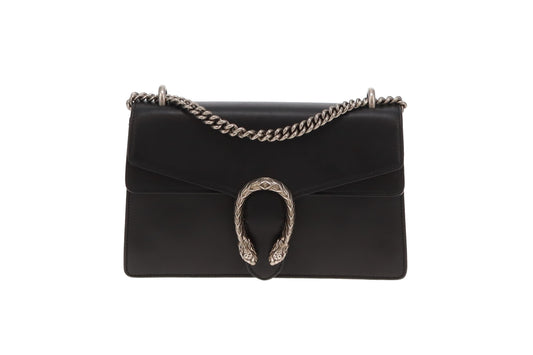 Gucci Dionysus Medium Shoulder Bag Black Leather SHW