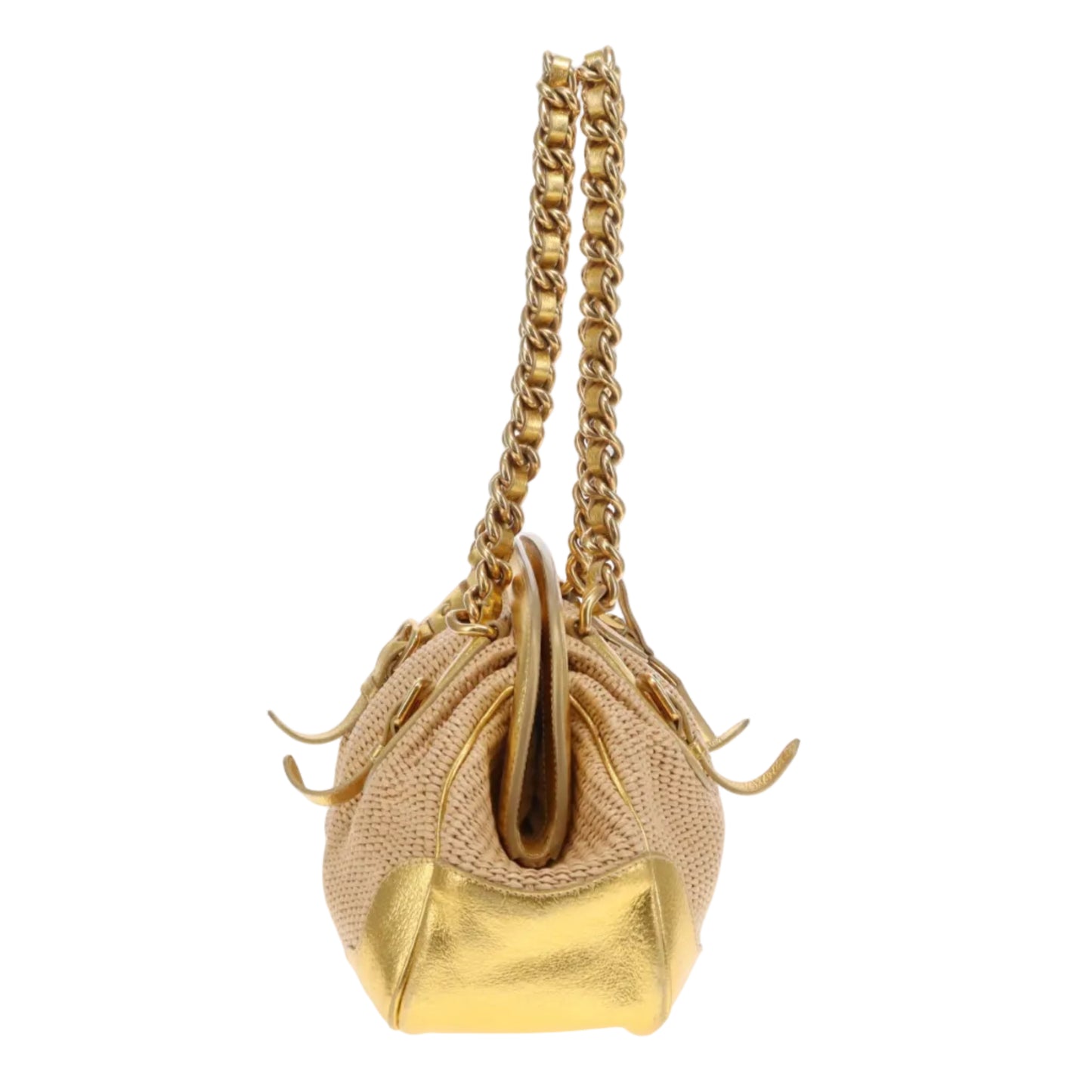 Prada Doctors Style Bag Raffia and Gold Leather
