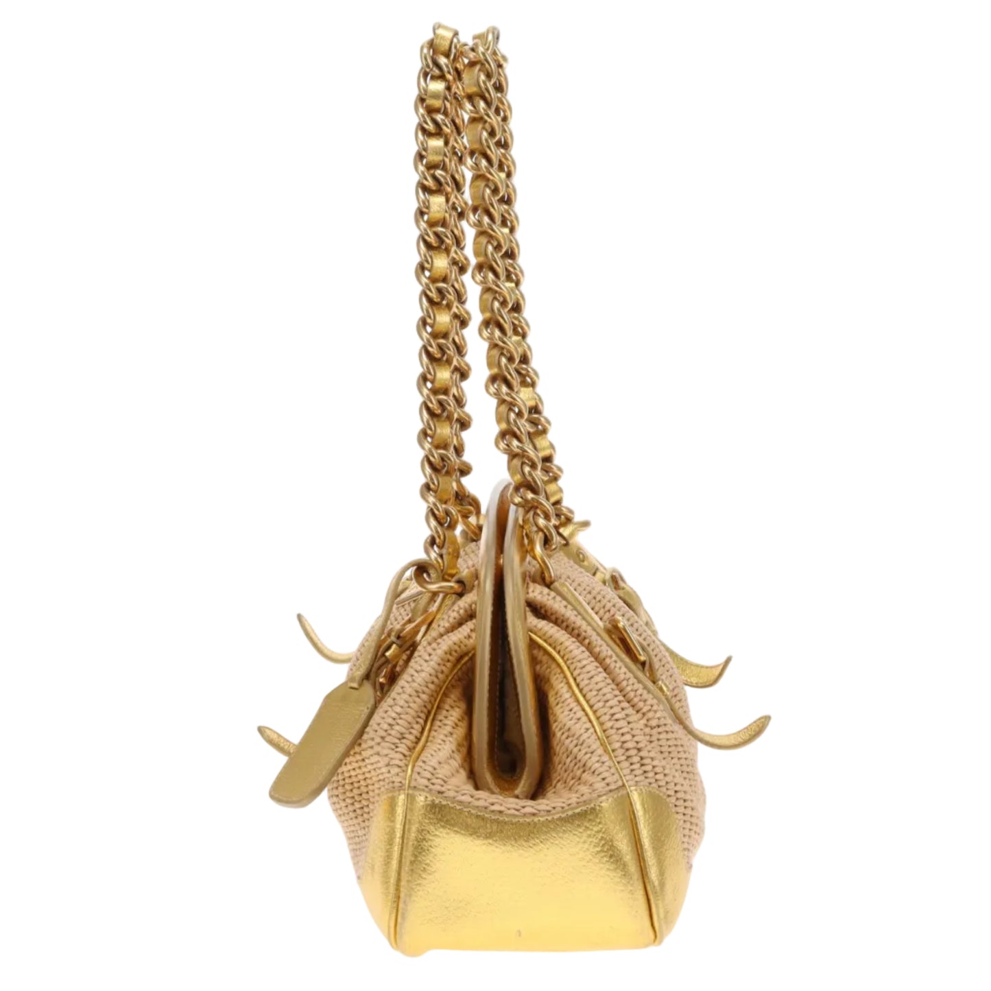 Prada Doctors Style Bag Raffia and Gold Leather