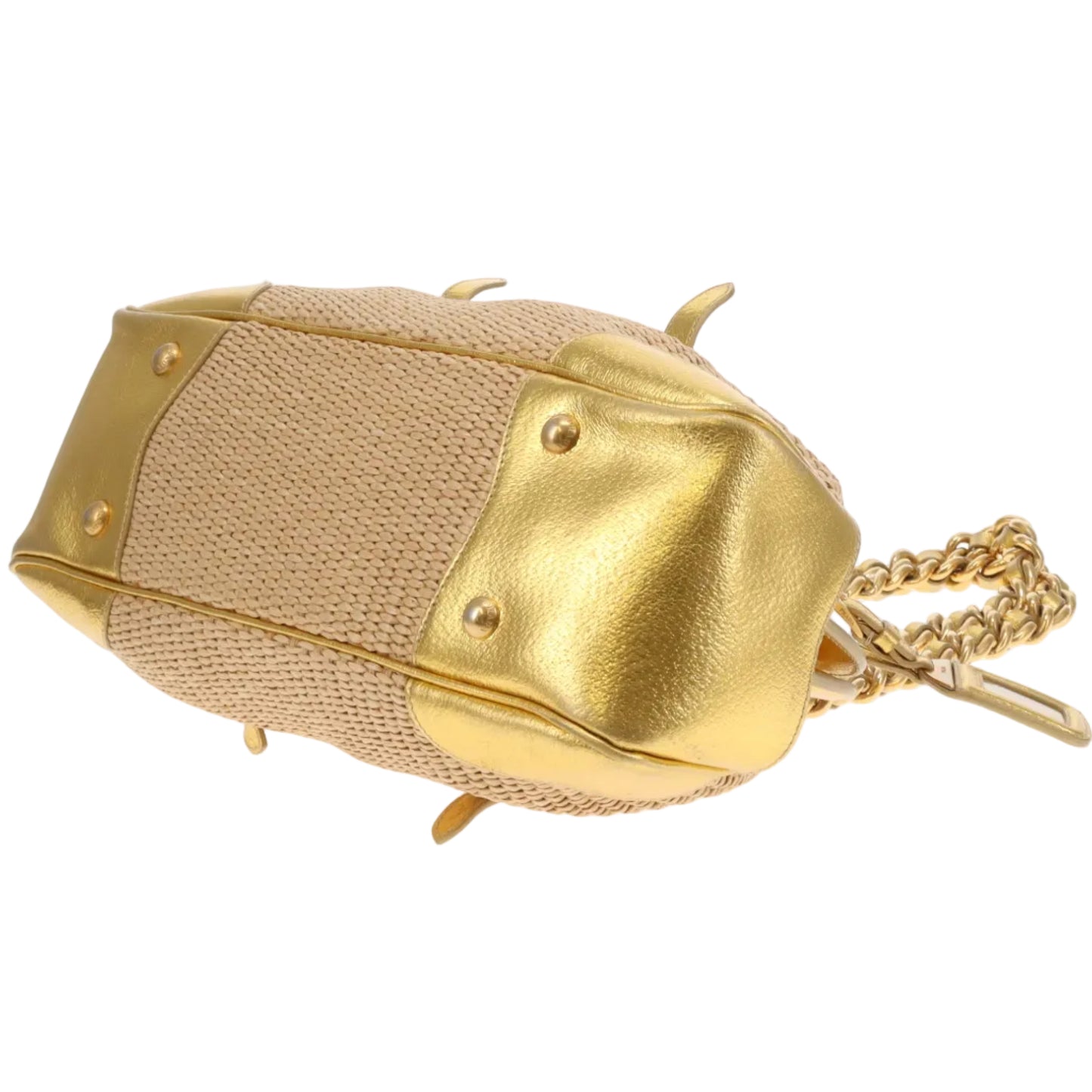 Prada Doctors Style Bag Raffia and Gold Leather