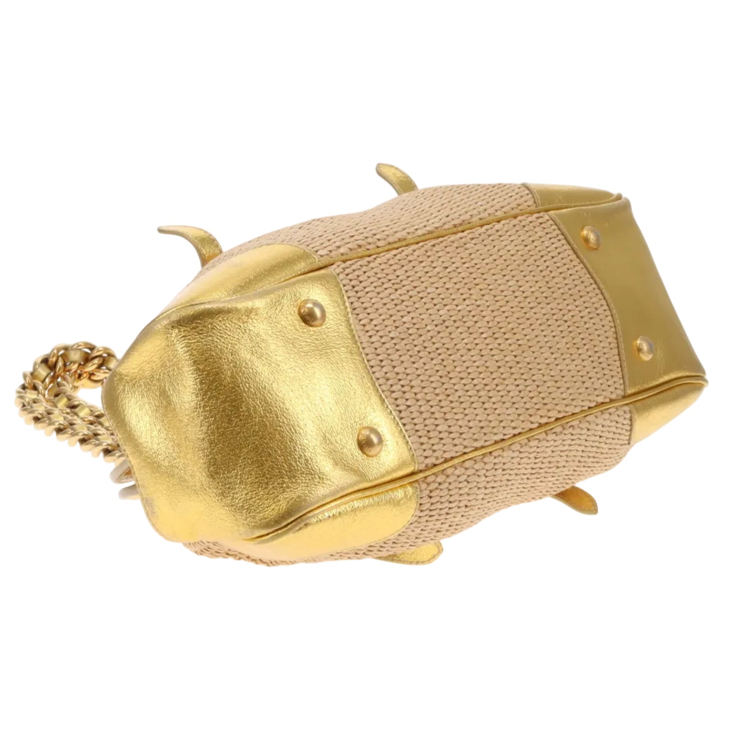 Prada Doctors Style Bag Raffia and Gold Leather