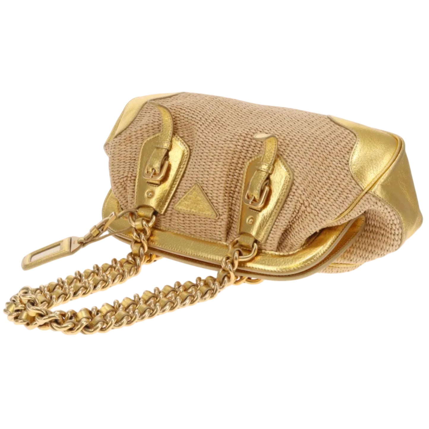 Prada Doctors Style Bag Raffia and Gold Leather