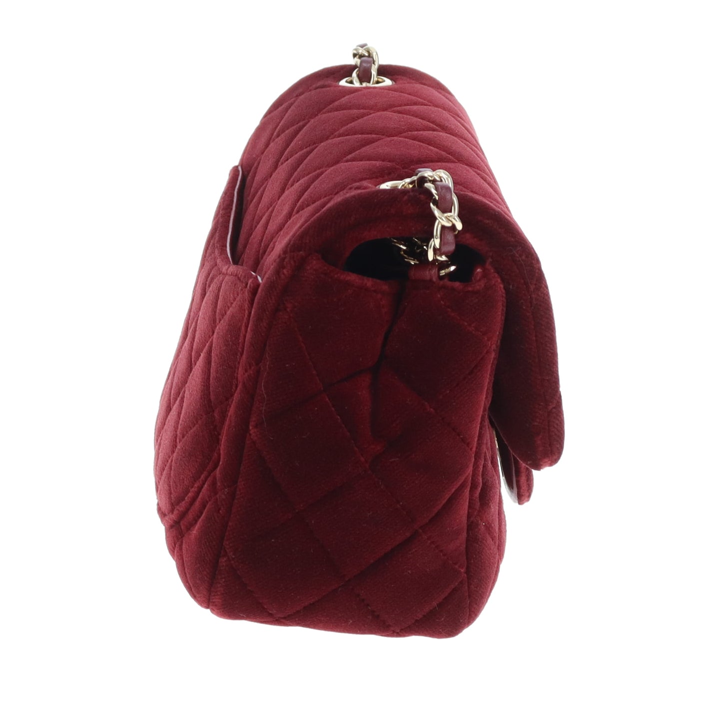 Chanel Classic Mini Square Crystal Pearl Crush Burgundy Velvet 2020