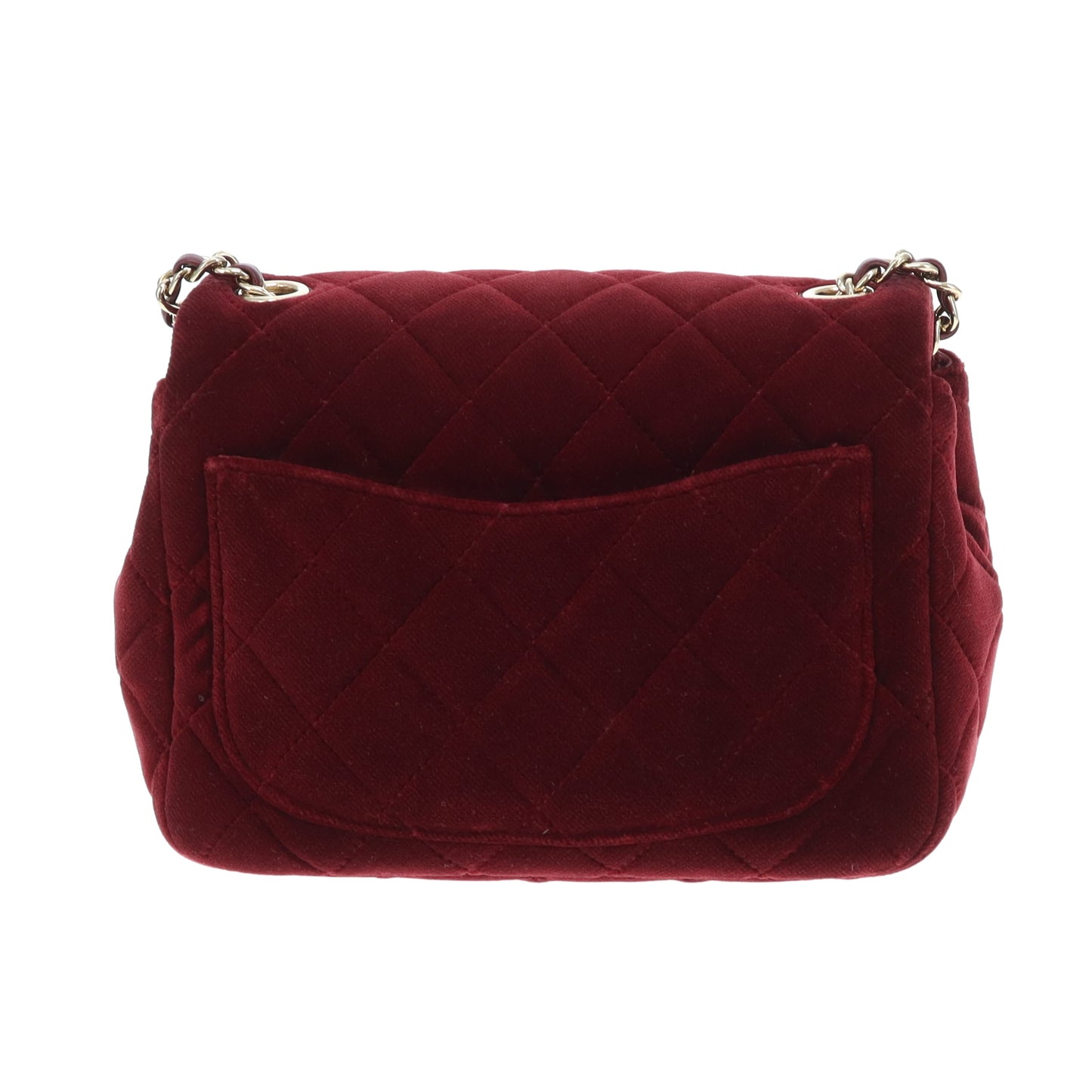 Chanel Classic Mini Square Crystal Pearl Crush Burgundy Velvet 2020