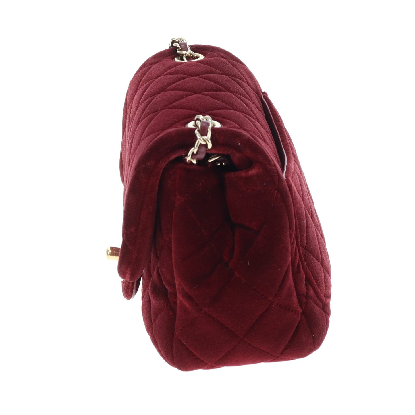 Chanel Classic Mini Square Crystal Pearl Crush Burgundy Velvet 2020