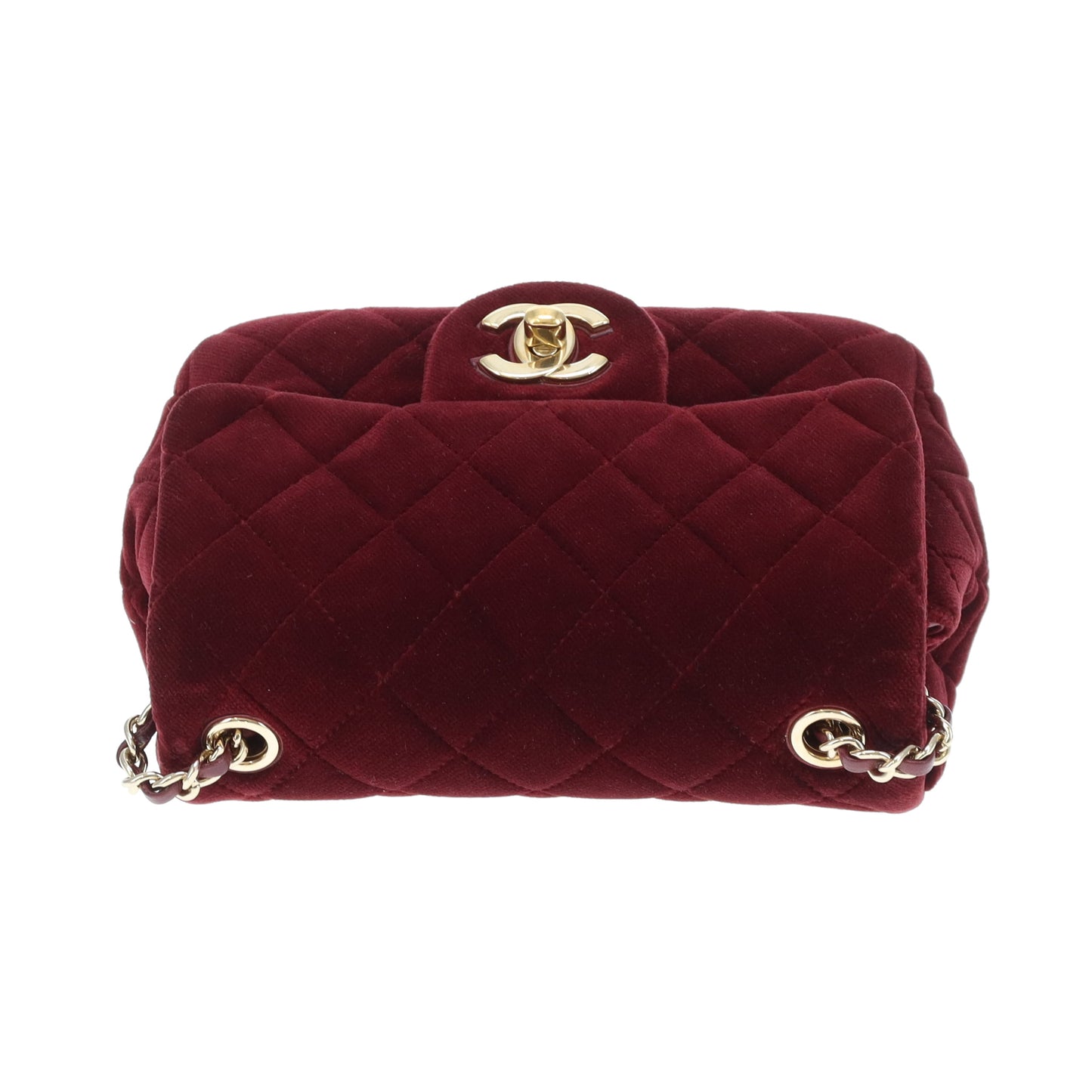 Chanel Classic Mini Square Crystal Pearl Crush Burgundy Velvet 2020