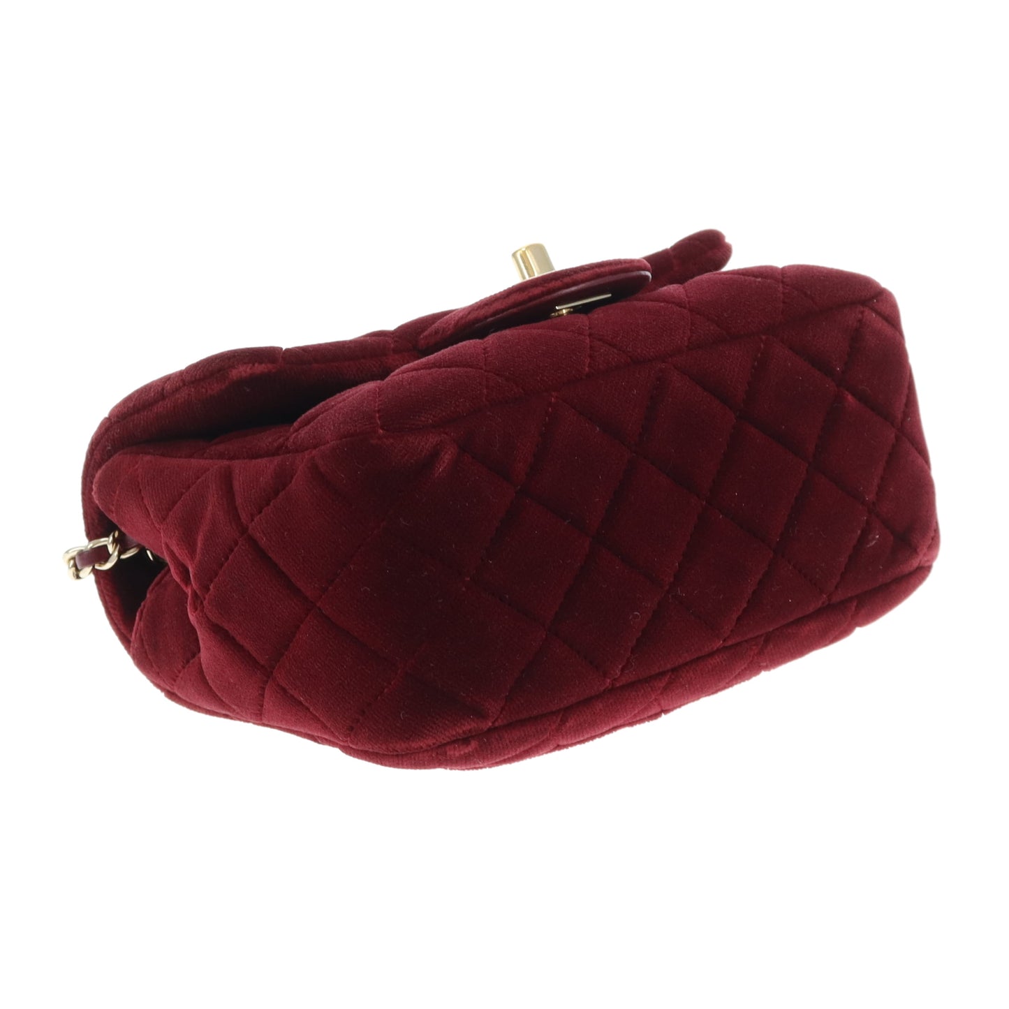 Chanel Classic Mini Square Crystal Pearl Crush Burgundy Velvet 2020