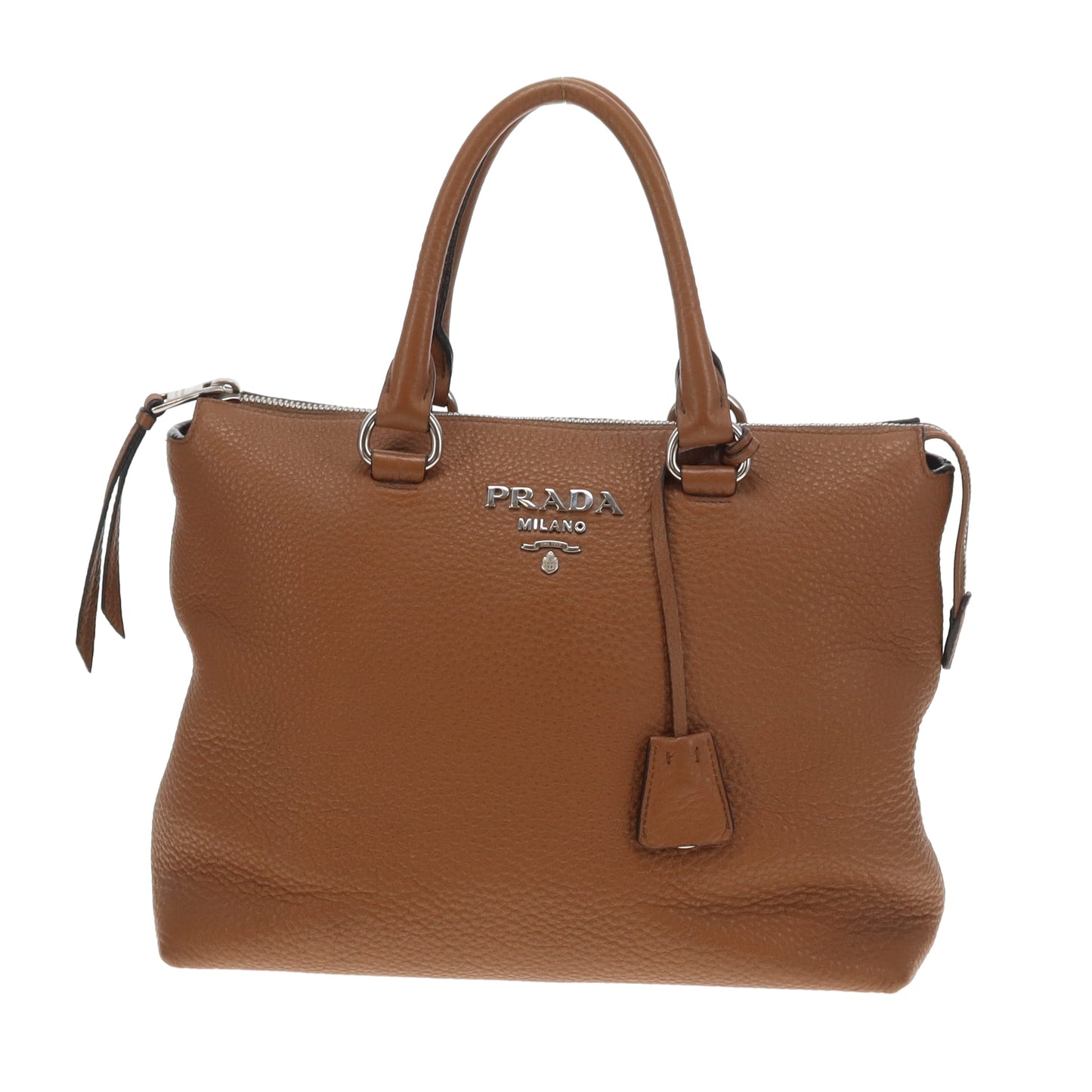 Prada Handbag Brown Grained Leather SHW