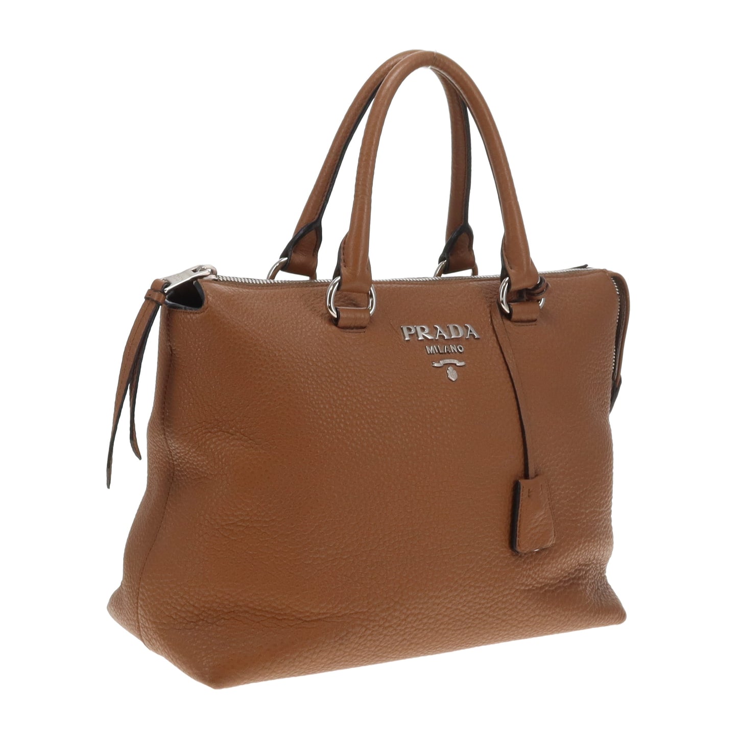 Prada Handbag Brown Grained Leather SHW