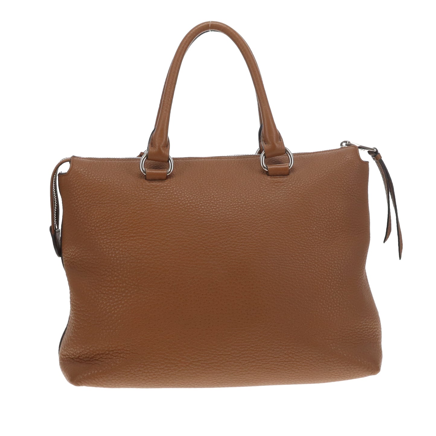 Prada Handbag Brown Grained Leather SHW