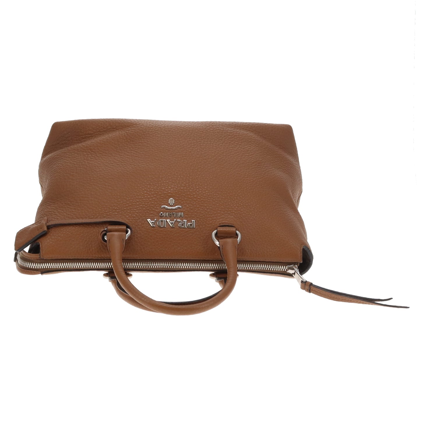 Prada Handbag Brown Grained Leather SHW