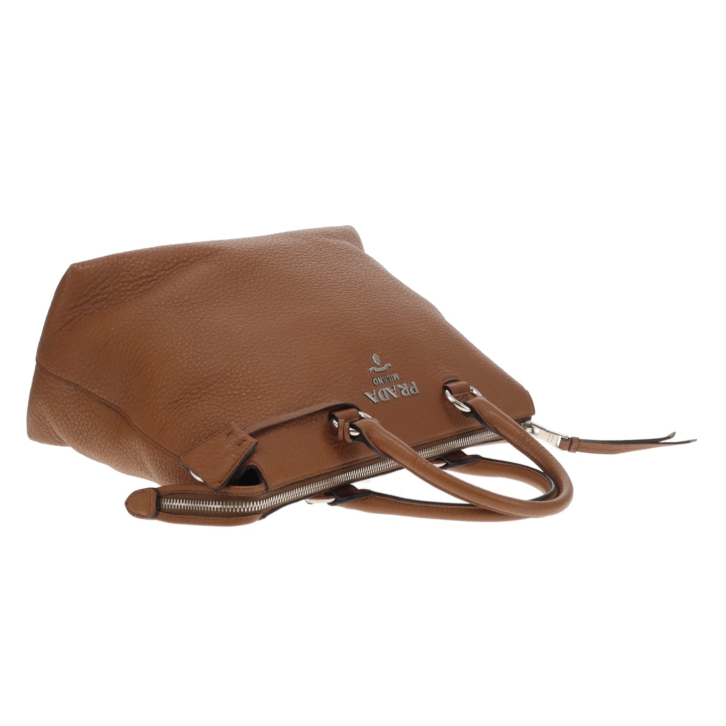 Prada Handbag Brown Grained Leather SHW