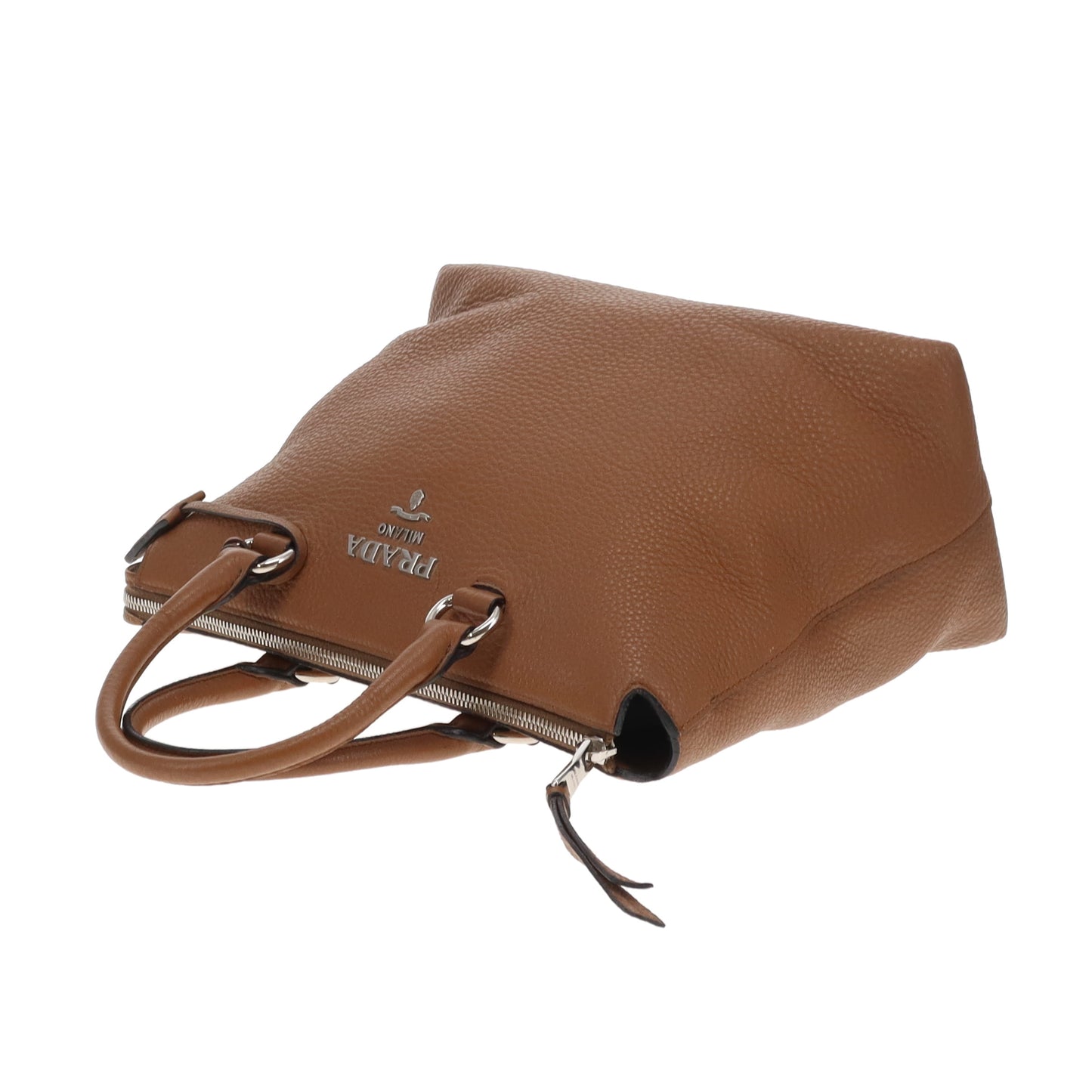 Prada Handbag Brown Grained Leather SHW