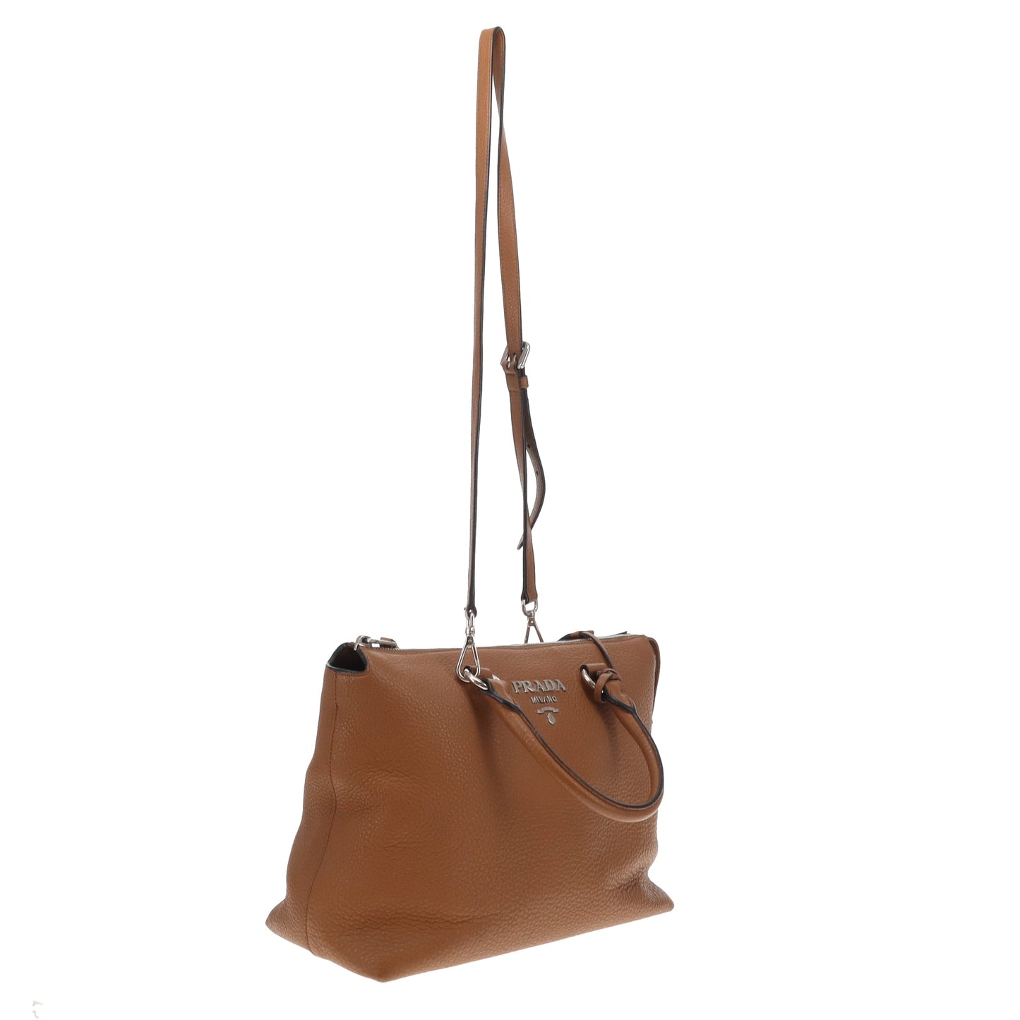 Prada Handbag Brown Grained Leather SHW
