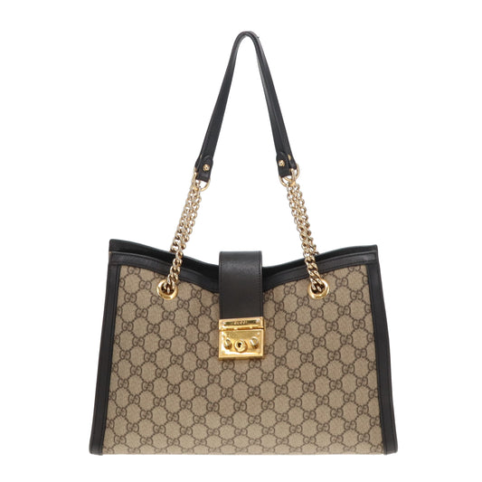 Gucci Padlock Tote Bag Medium GG Supreme and Black Leather