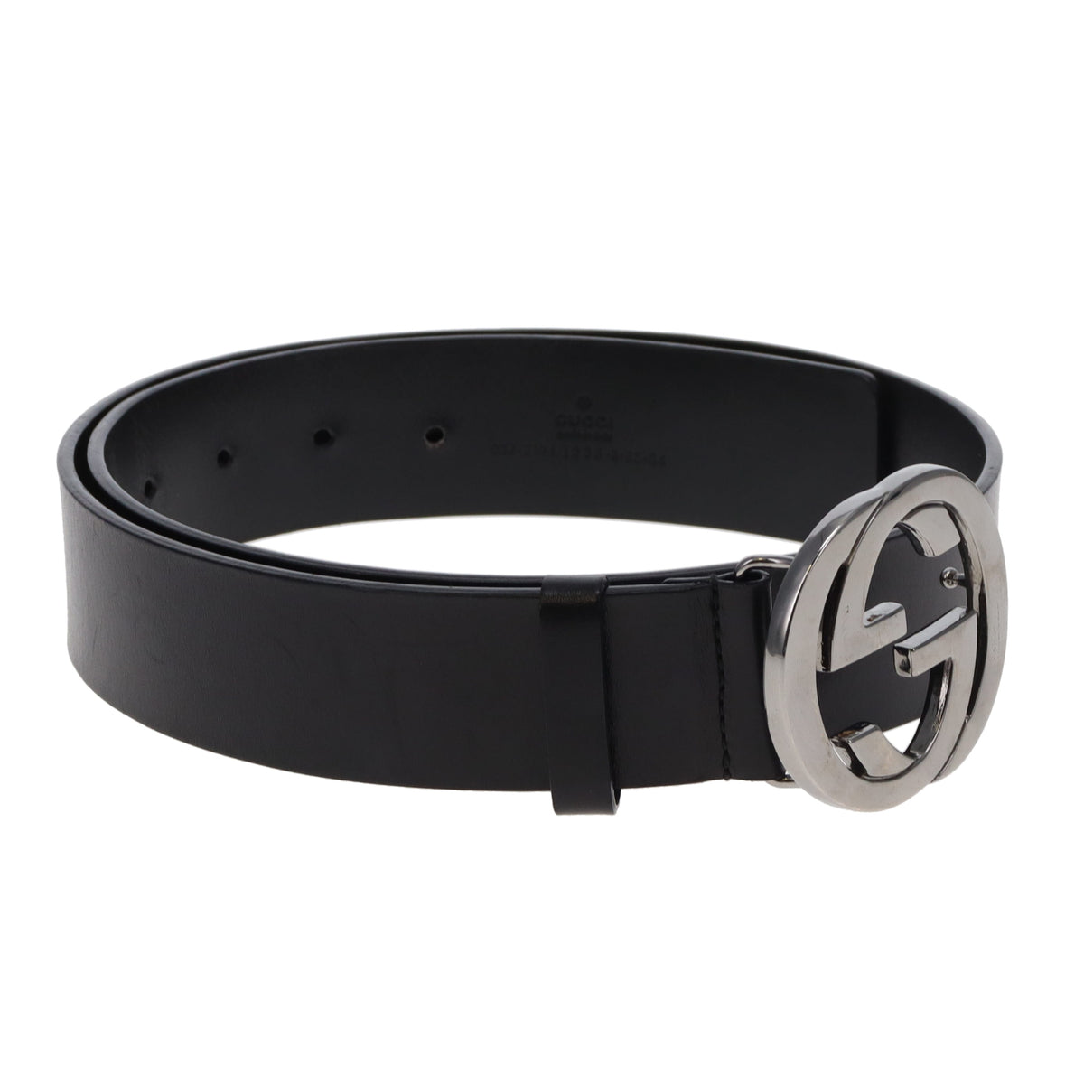 Gucci Black Belt With Silver GG Buckle 85cm