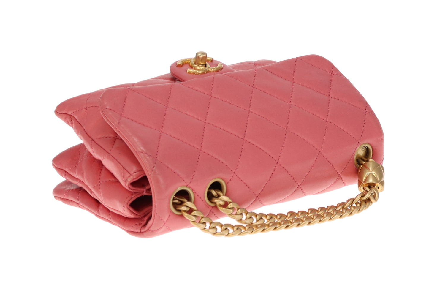 Chanel Pink Leather and Gold-tone HW Mini Accordian Coco Crush Flap Bag