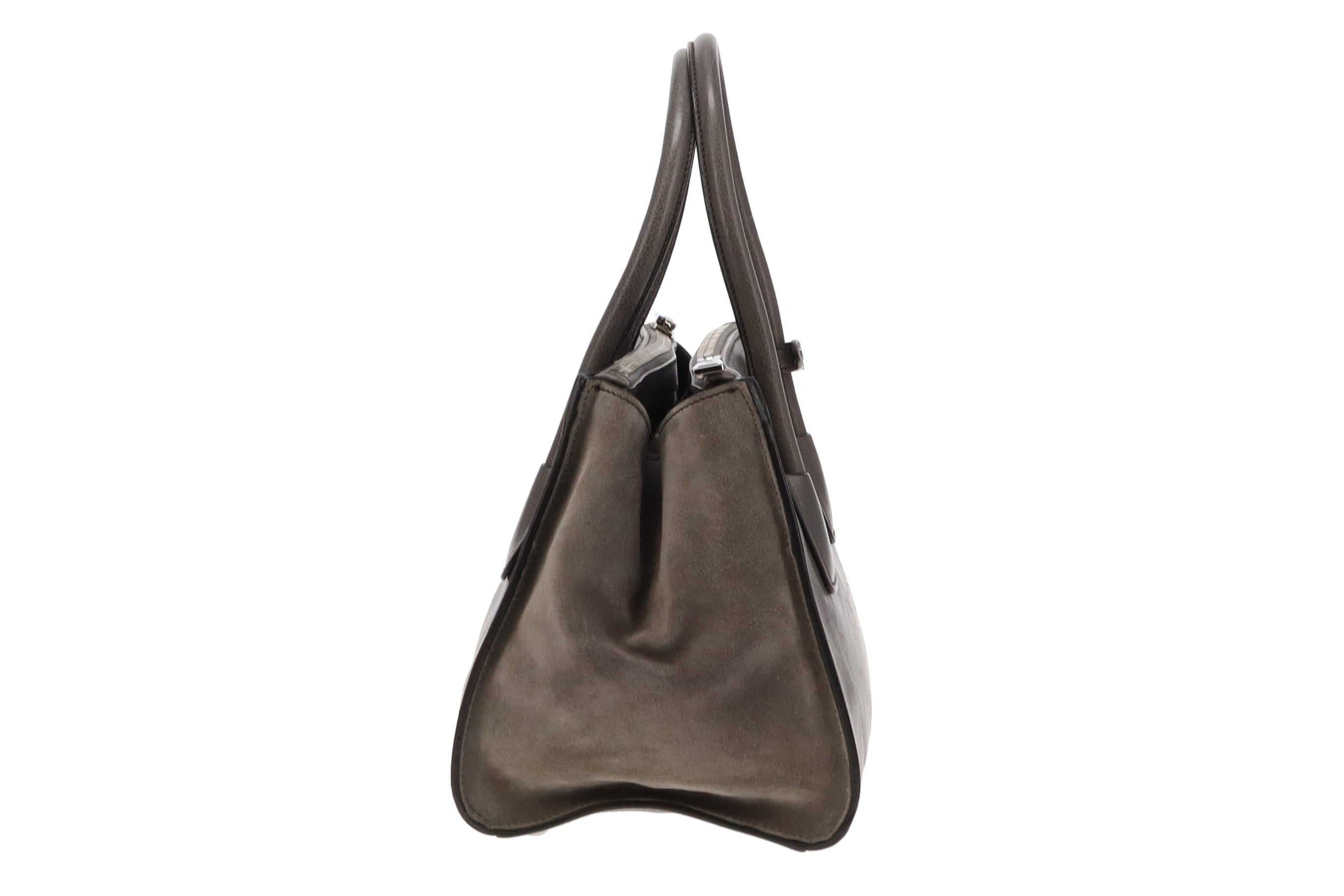 Prada Grey Leather and Suede Tote Bag with Strap Designer Exchange Ltd