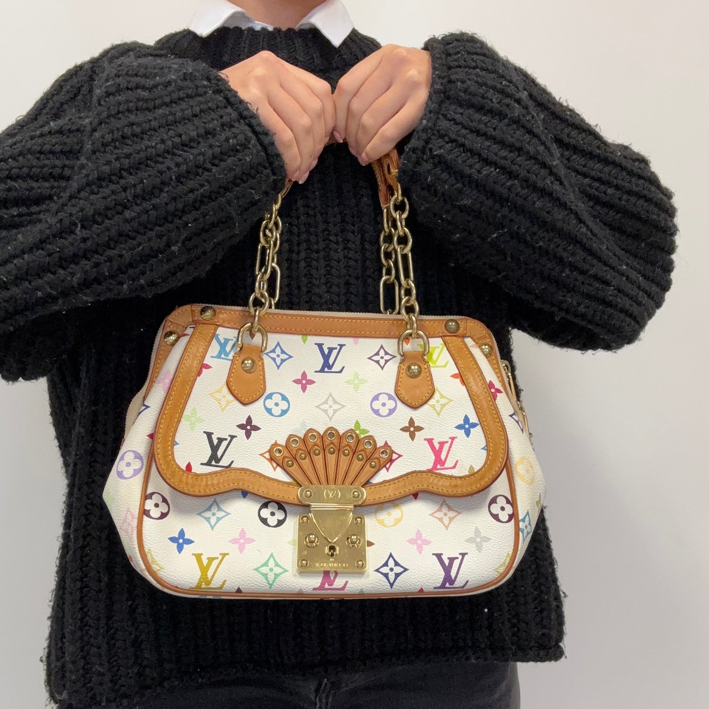 Louis Vuitton Gracie MM White Multicolour Vintage LM1014