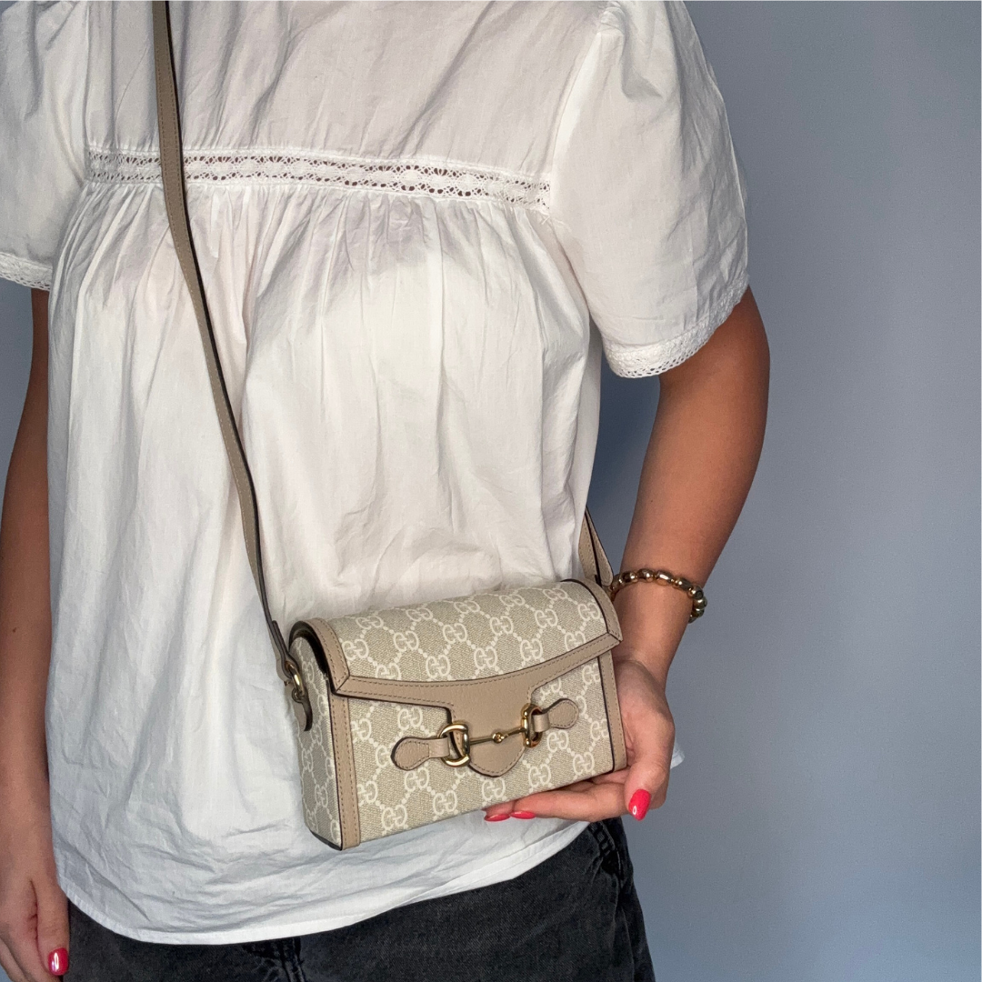 Gucci Horsebit 1955 Mini Bag Beige GG