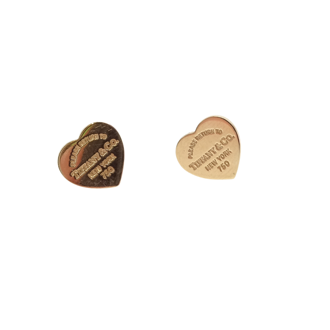 Tiffany & Co RTT Heart Stud Earrings 18k Yellow Gold