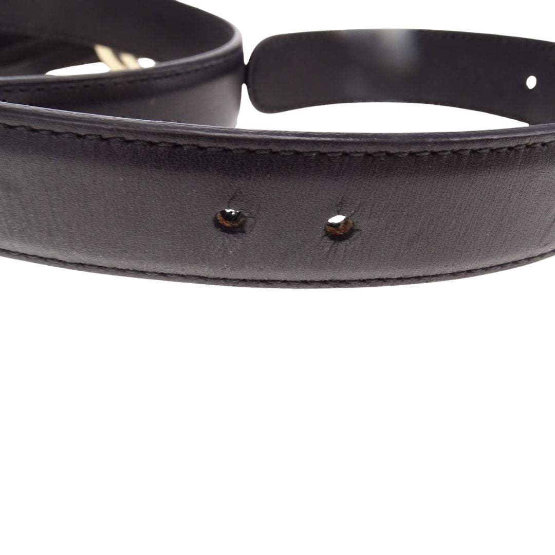 Gucci Interlocking G Thin Black Belt 80/32 Gold Buckle