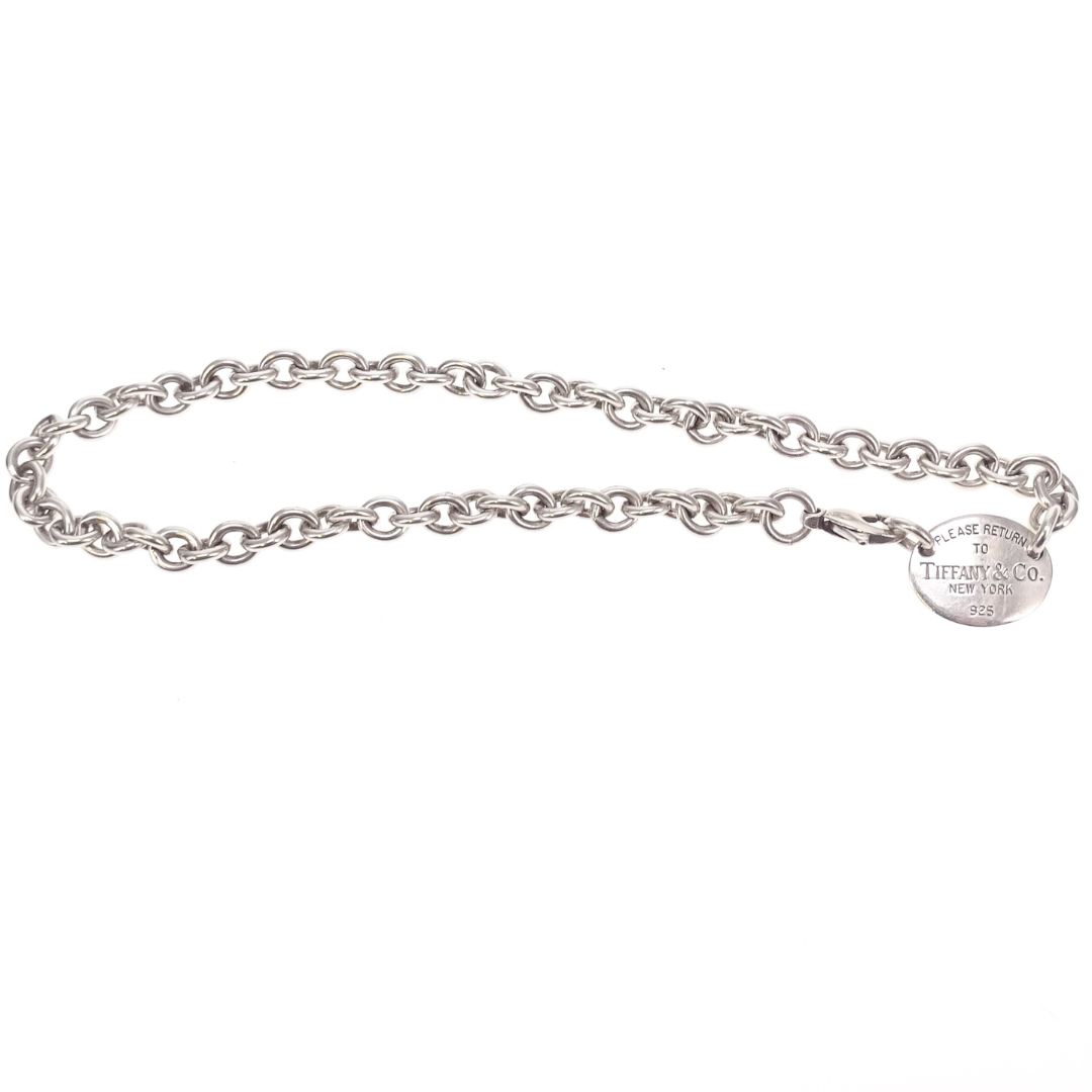 Tiffany & Co RTT Oval Tag Choker Necklace Sterling Silver