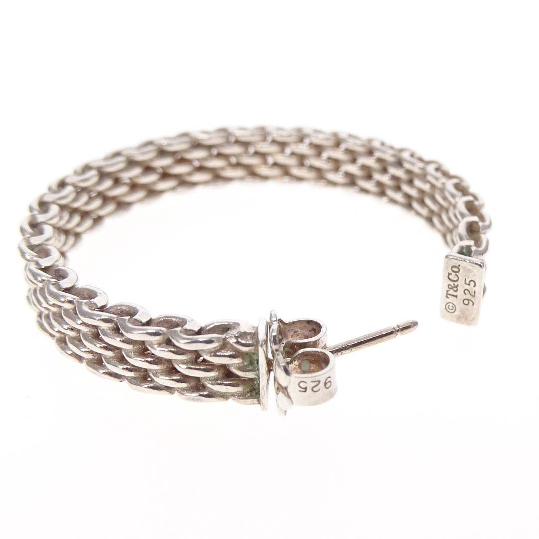 Tiffany & Co Somerset Mesh Hoop Earrings Sterling Silver