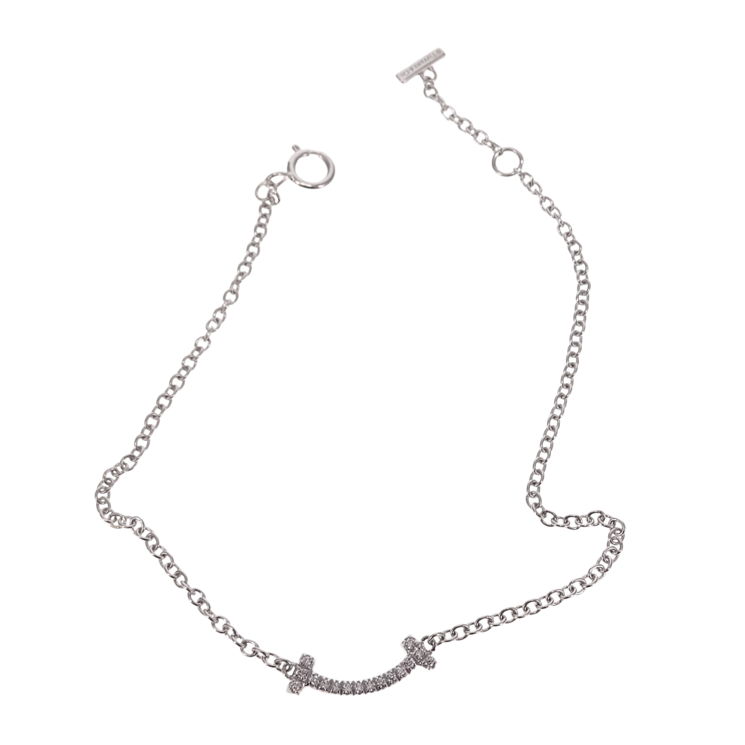 Tiffany & Co T Smile Bracelet In White Gold With Brilliant Diamonds