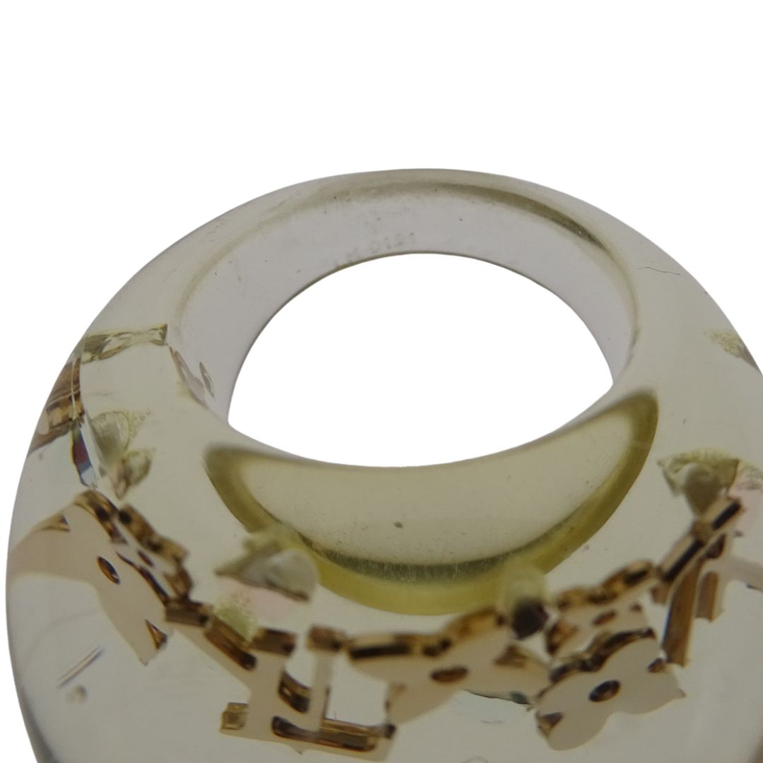 Louis Vuitton Monogram Inclusion Ring Clear Resin/Gold (size 54 - M)